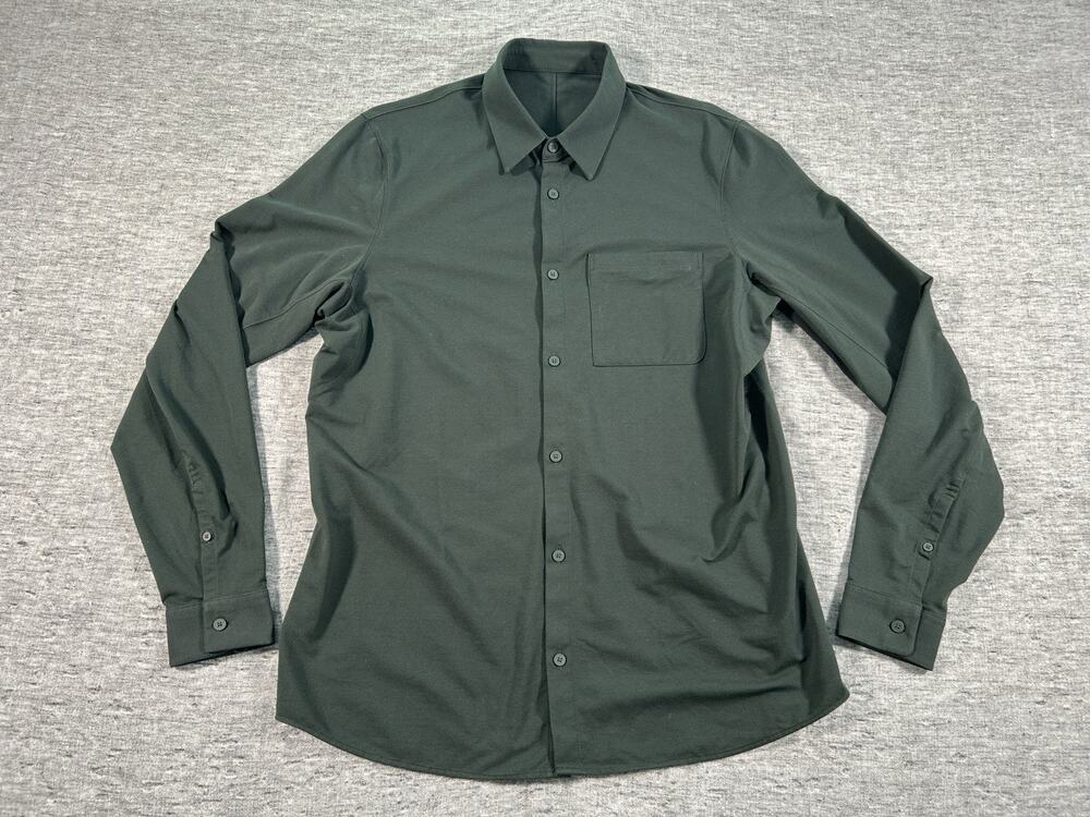 Lululemon Long Sleeve Shirt Mens Large Green Collared Preppy Business Casual